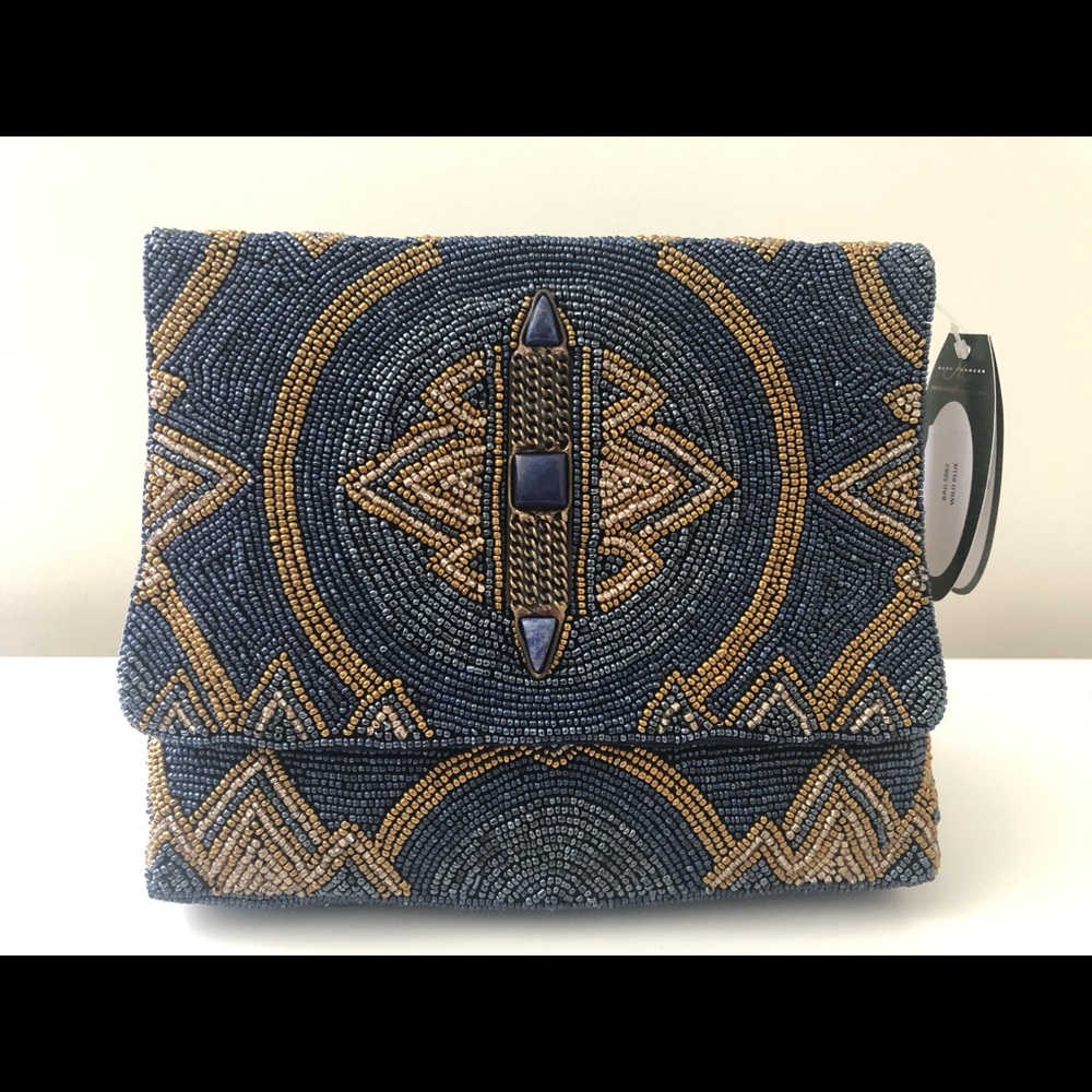 Mary Frances Navy “Wild Blue” Beaded Handbag